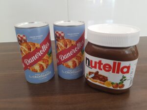 Ingrediënten babka: croissantdeeg en nutella