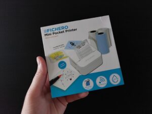 De verpakking van de Fichero pocket printer