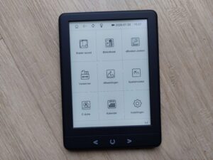 De E-reader van Action staat aan